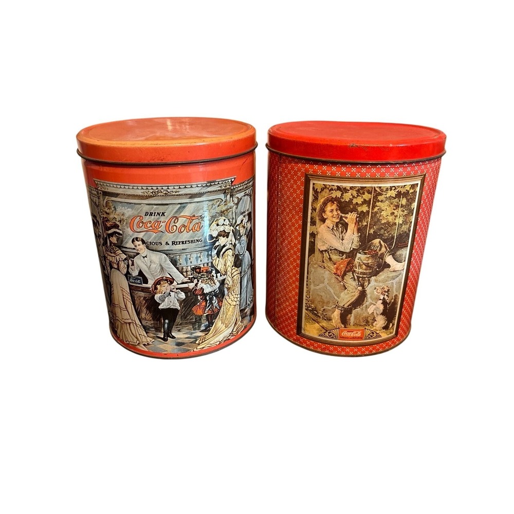 Vintage Coca-Cola Metal‎ Tins Set of 2 Americana Decor